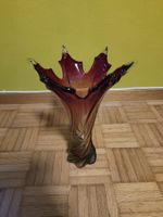 Murano Glas Vase, rote Glasvase, Blumenvase, Vintage!