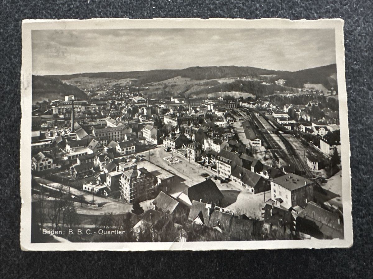 Ansichtskarten: Baden Rindermarktplatz & BBC 1946 – Gebraucht aus Wettingen von Phibras