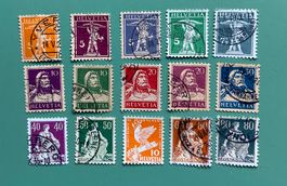 Alte Schweizerbriefmarken:Tell u.Tellsohn. Sitzende Helvetia
