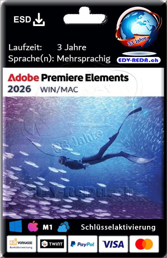 Adobe Software: Adobe Premiere Elements 2026 WIN/MAC mit 3 Jahren Laufzeit – Nuovo (secondo la descrizione) da Langenthal venduto da Reda