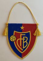 FC Basel Wimpel rot blau mit Kordel gebrauchter Zustand