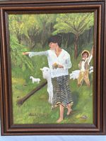 Tableau Huile Scène Champêtre Signé Carlo 85