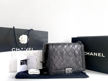 Chanel Whipstitch Caviar Large Boy sac Tasche FULLSET