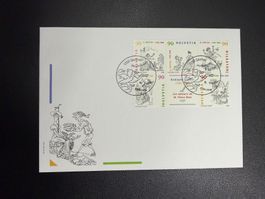 CH-Markenheft Seite auf FDC 1999