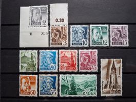 Französische Zone Baden 1947 Mi.№ 1 - 13 Serie. Postfrisch.