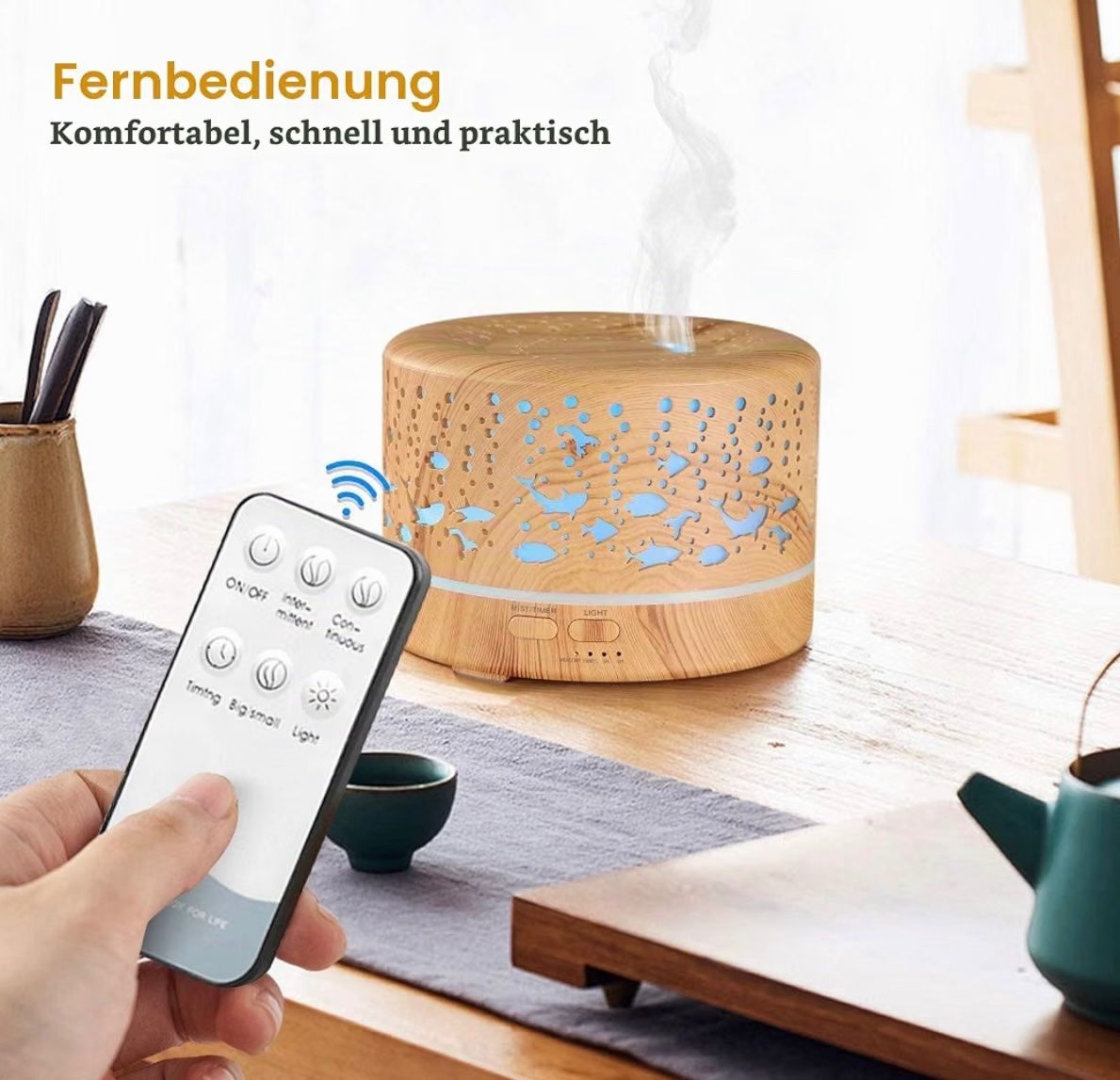Duftöldiffusoren: Aroma Diffuser 700ml mit Timer, Holzoptik braun – Neu und originalverpackt aus Basel von Seifehuesli 1