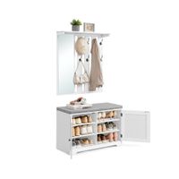 Schuhbank Wandgarderobe Set mit 10 Doppelhaken 81cm breit