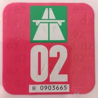 Vignette 2002, gebrauchte Autobahnvignette 02