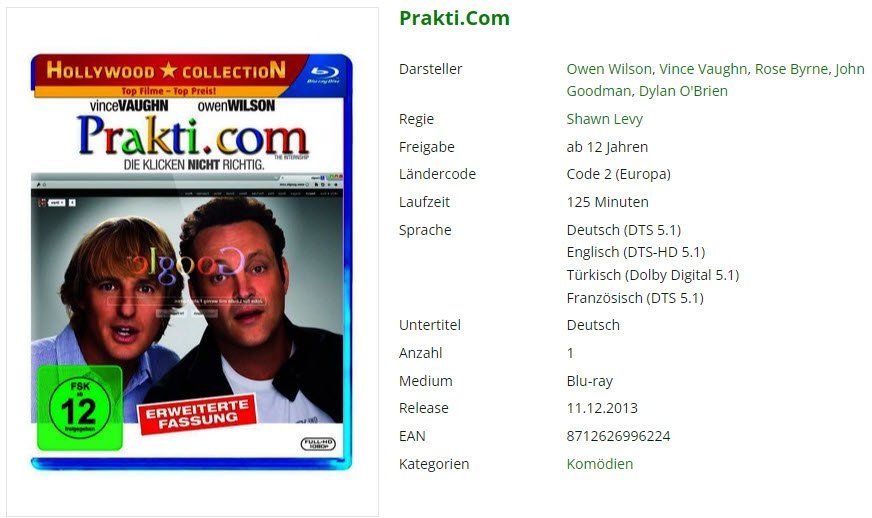 Tutti i DVDs: Prakti.Com (Bluray) – Usato da Emmetten venduto da SVollenweider