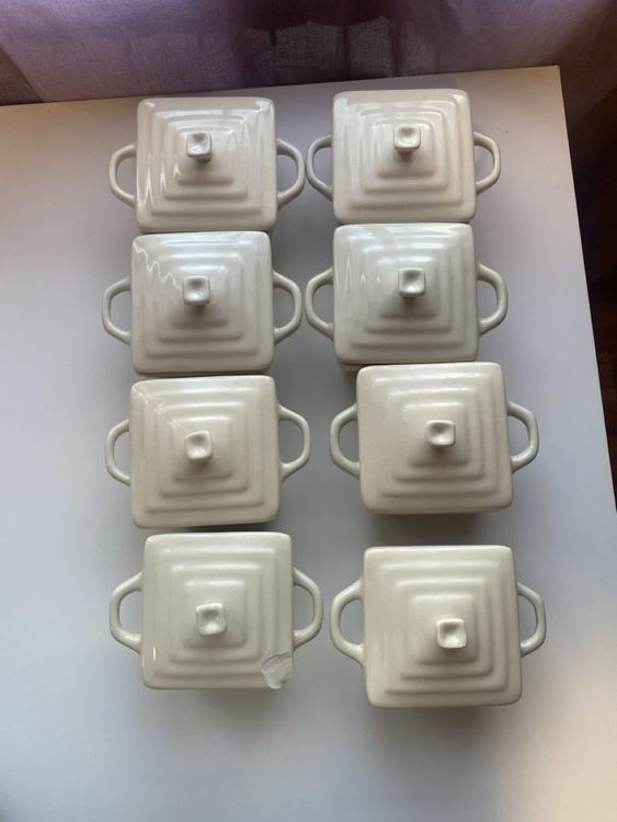 Lot De 8 Ramequins En Porcelaine - Motif Floral Vert/jaune - Traditionnel
