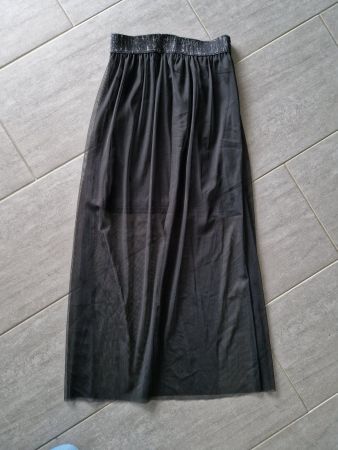 NUNA LIE Langes Maxirock transp. mit Schlitz. gr S