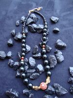 Edelmodeschmuck Halskette kurz schwarz/rot/gold