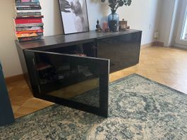 Sideboard schwarz Glanz mit Glastüre guter Zustand