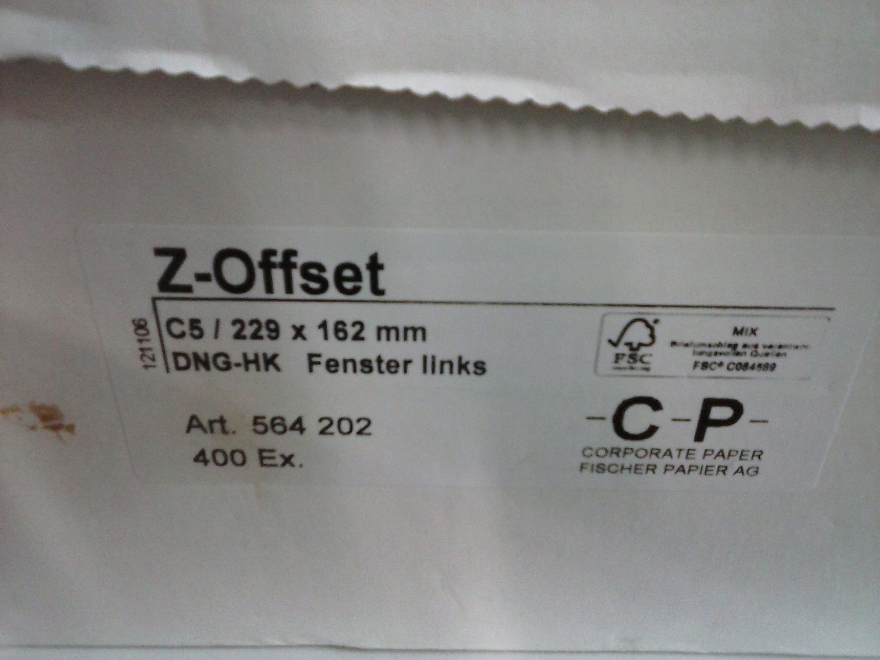 Enveloppes & pochettes d'envoi: 400 Z-Offset Couverts mit Fenster – Neuf avec emballage d'origine à stäfa par brandy66