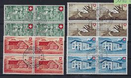 1946  Pro Patria Viererblocks gestempelt   15442