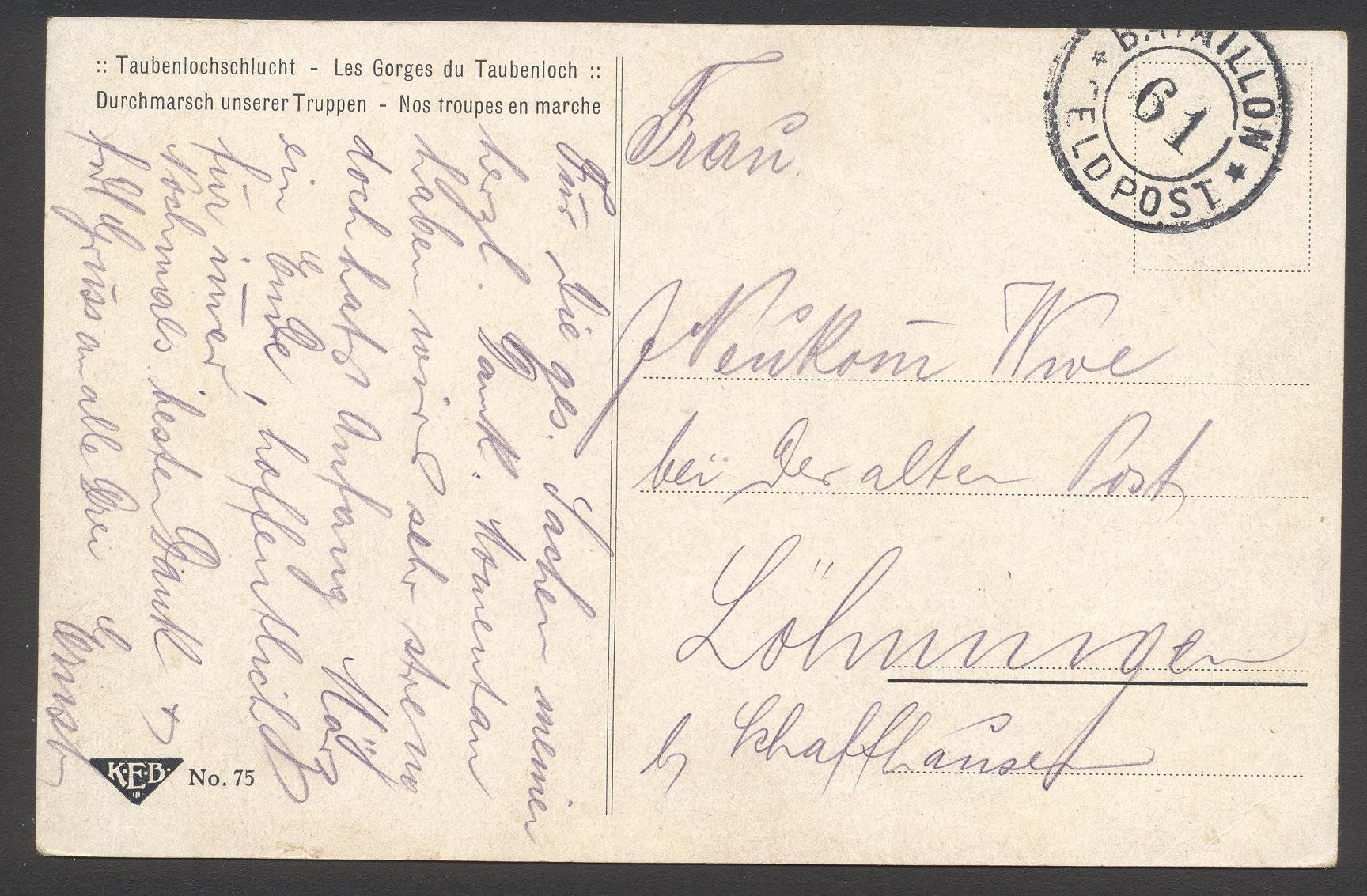 Cartoline postali: WK1 Waffengattungen Nr. 15 – Usato da Siebnen venduto da Fstaehli 1