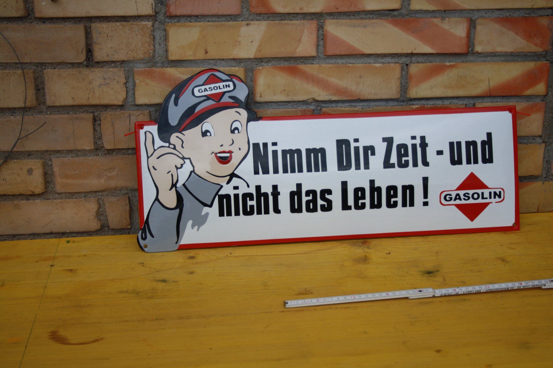 Insegne: GASOLIN EMAIL SCHILD 64 cm. EMAILSCHILD – Usato da Wauwil venduto da Pneuedy 8