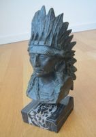 Massive Bronze Indianer Büste auf Marmorsockel / 22 cm Antik
