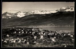 Männedorf, Ortsansicht gegen die Alpen