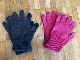 Kinder Handschuhe mit Touchscreen Funktion grau & pink
