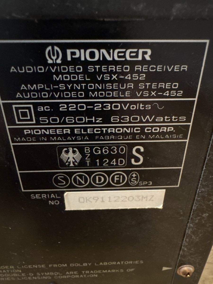 Pioneer Ricevitori: Pioneer VSX-452 Stereo Receiver – Usato da Zürich venduto da mikik2000 2
