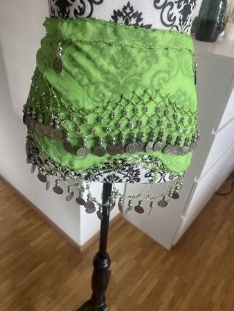 Bauchtanztuch/Gürtel grün mit Münzen, Sommer-Look!