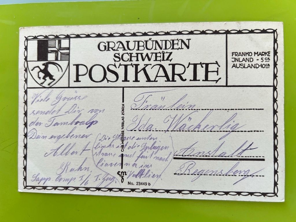 Cartoline postali: Alte Ansichtskarte Splügen Graubünden Schweiz  ca 70 Jährig – Usato da Steinach venduto da  1