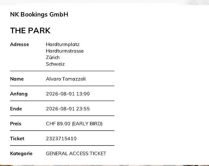 Tickets: THE PARK – Gebraucht aus biberist von nin_vh9x 2