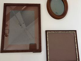 Vintage Fotorahmen Holz Set 3 Stck. Oval Rund Rechteckig