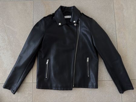 MNG Black Faux Leather Jacket - Size 152 cm / 11-12 yrs