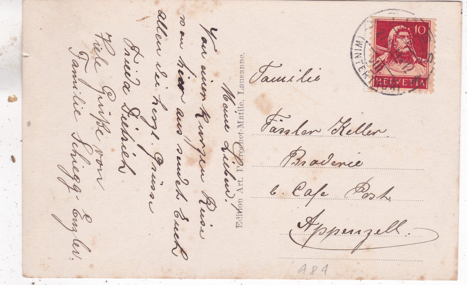 Cartoline postali: Winterthur Hauptpost 1921 – Usato da Herisau venduto da Lisegrat2008 1
