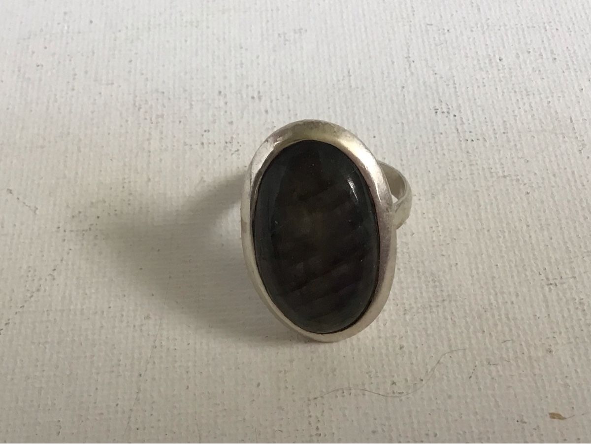 Anelli: Antiker Silberring mitblaugrauem Cabochon – Usato da St. Gallen venduto da Goldlilly
