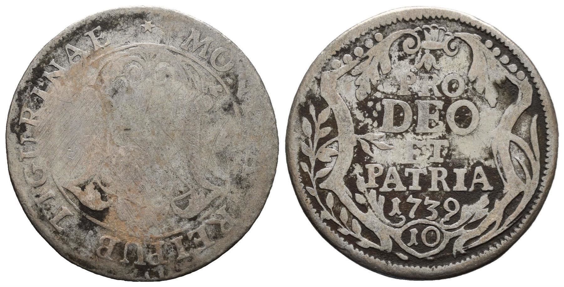 Tutti le monete: Zürich 10 Schilling 1739  /4011 – Usato da Trimbach venduto da Solothurn1