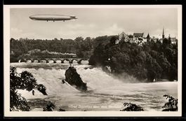 AK Schaffhausen, Luftschiff Graf zeppelin LZ-127 über dem Rh