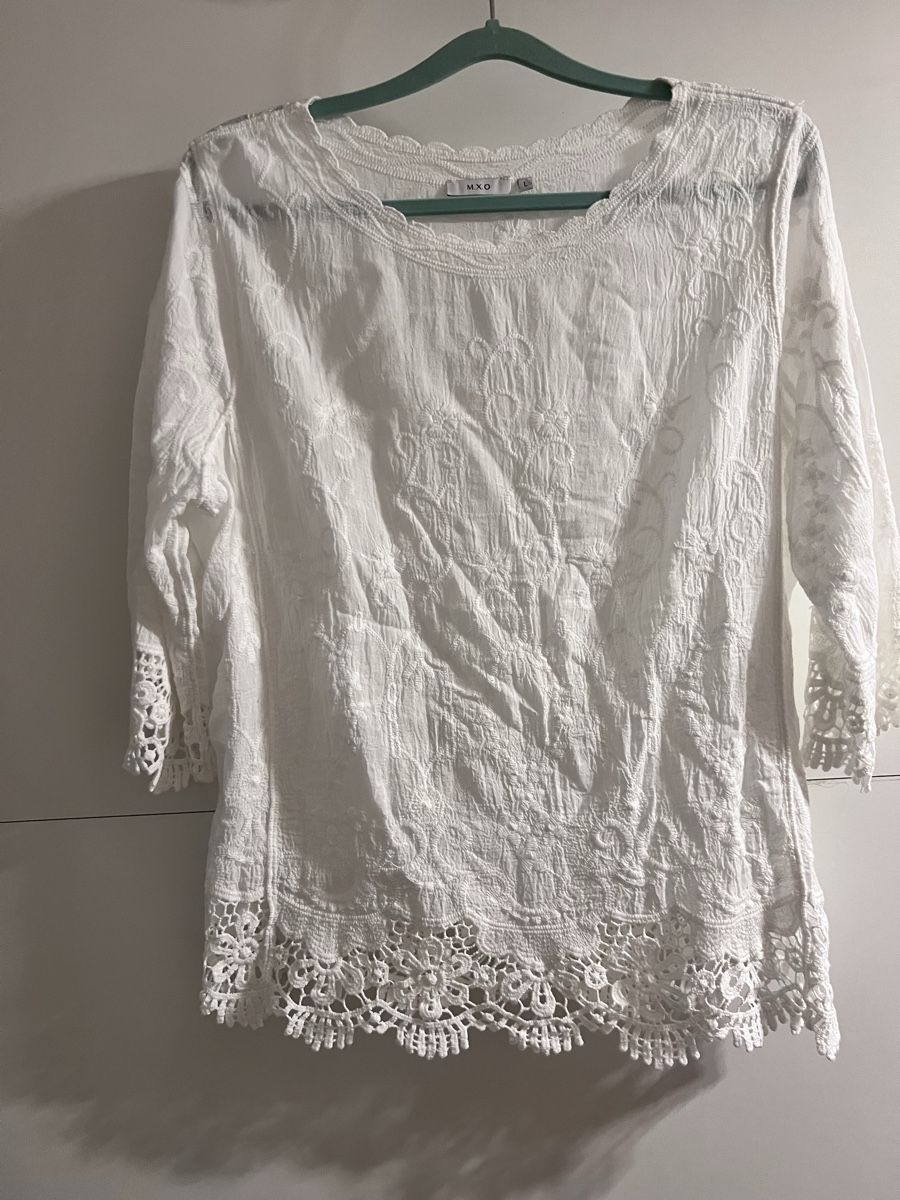 Chemisiers: M.X.O Damen Bluse Weiss Baumwolle Spitze Grösse L – D'occasion à Unterterzen par syllalex