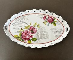 Vintage Serviertablett Shabby Chic Rosenmuster, Top!