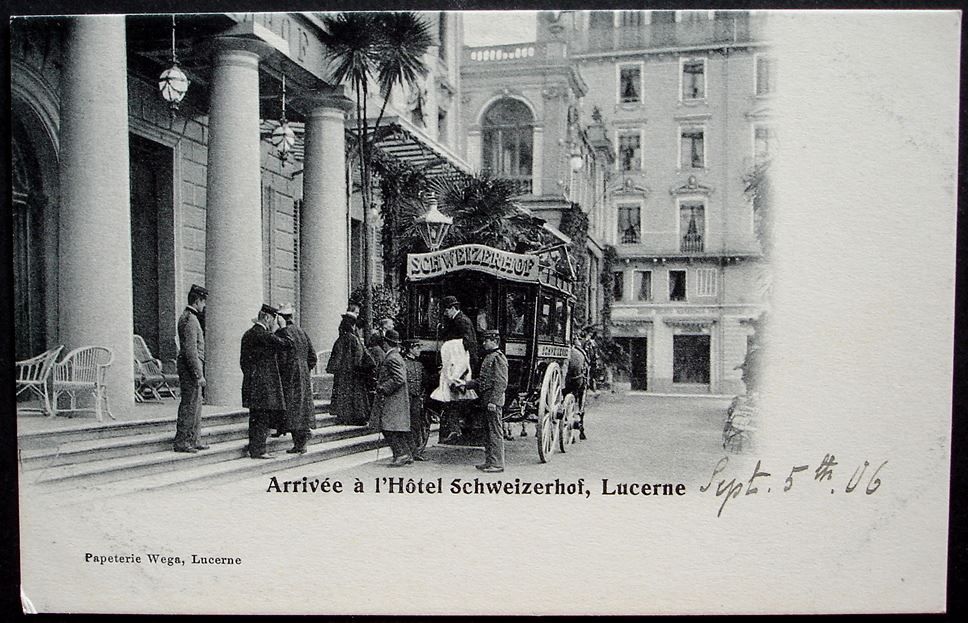 Cartoline postali: LUZERN Arrivée à l'Hôtel Schweizerhof – Usato da Jona venduto da philajona