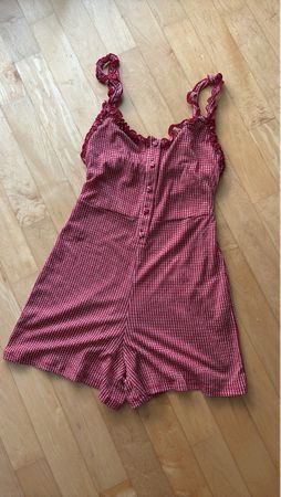 Sommerliches Rot-Weiss Kariertes Kleid, Grösse s