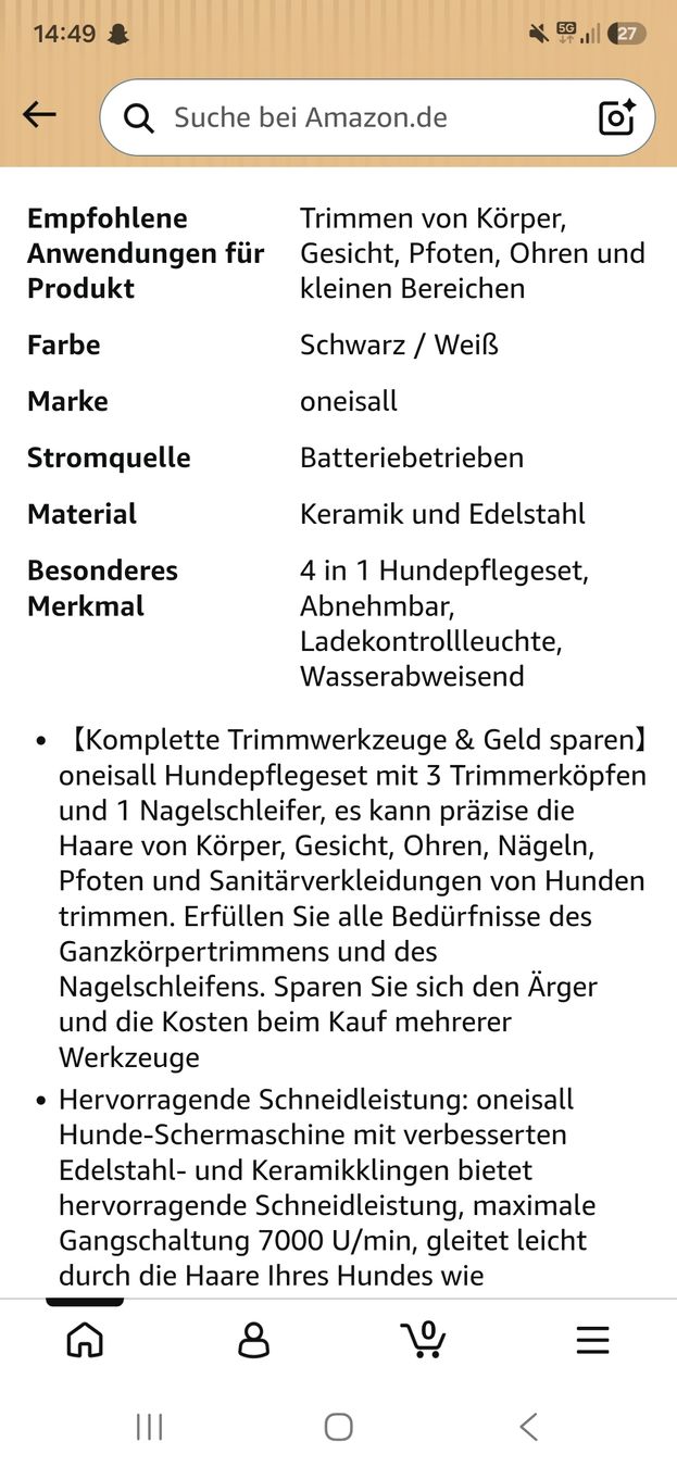 Prodotti per la cura & articoli per la pulizia: Oneisall Hunde Haarschneide Maschine  – Nuovo (secondo la descrizione) da Oberegg venduto da kev_58s7 2