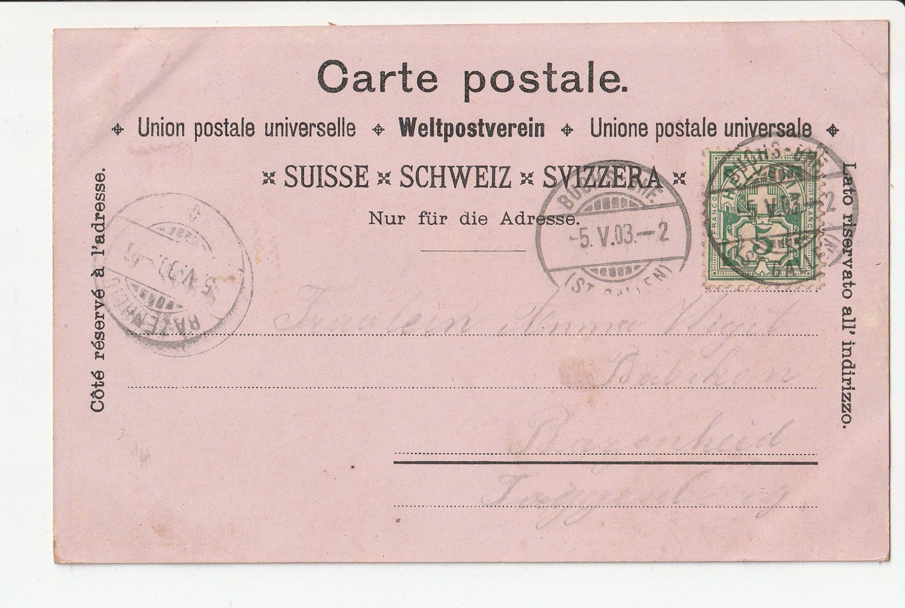 Cartoline postali: Buchs Werdenberg – Usato da Rheineck venduto da rhynegg 1