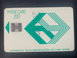 Telefonkarte Cabo Verde, Kapverden. Grünes Logo 200 Unidades
