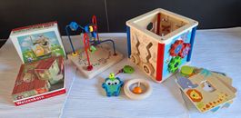 Lot Holz Spielzeug,  Motorikwürfel, Büchli, Würfelpuzzle...