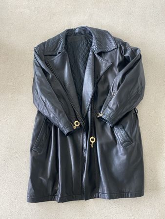 Vintage AUREL Ledermantel, Grösse 38, Schwarz