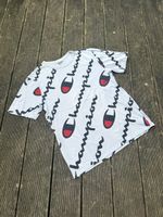 Champion T-Shirt All-Over Logo, Blanc, Taille M, Défaut