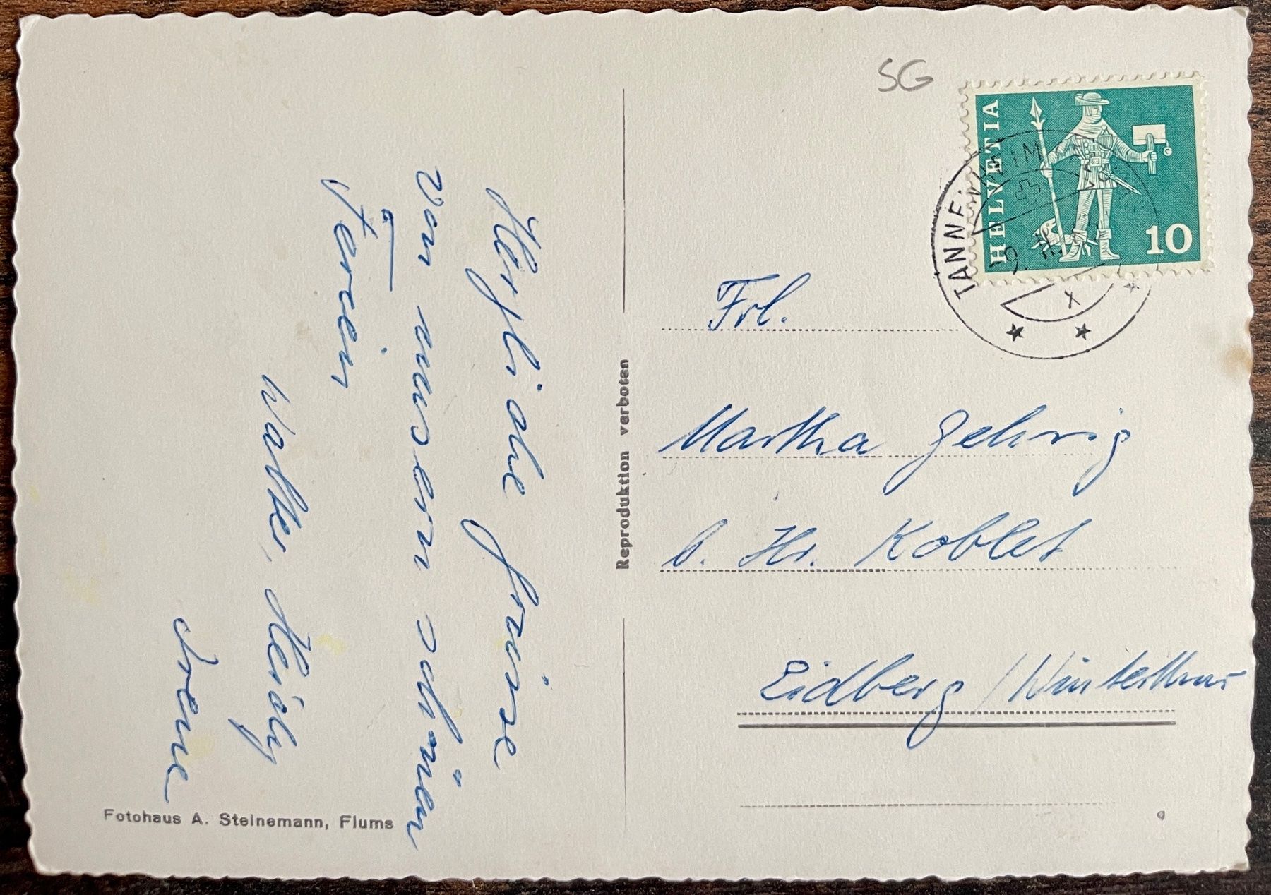 Cartoline postali: FLUMSERBERG - FERIENHELM GOOD 1960 – Usato da Lutry venduto da Ediego 1