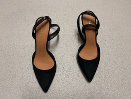 Black leather high heels