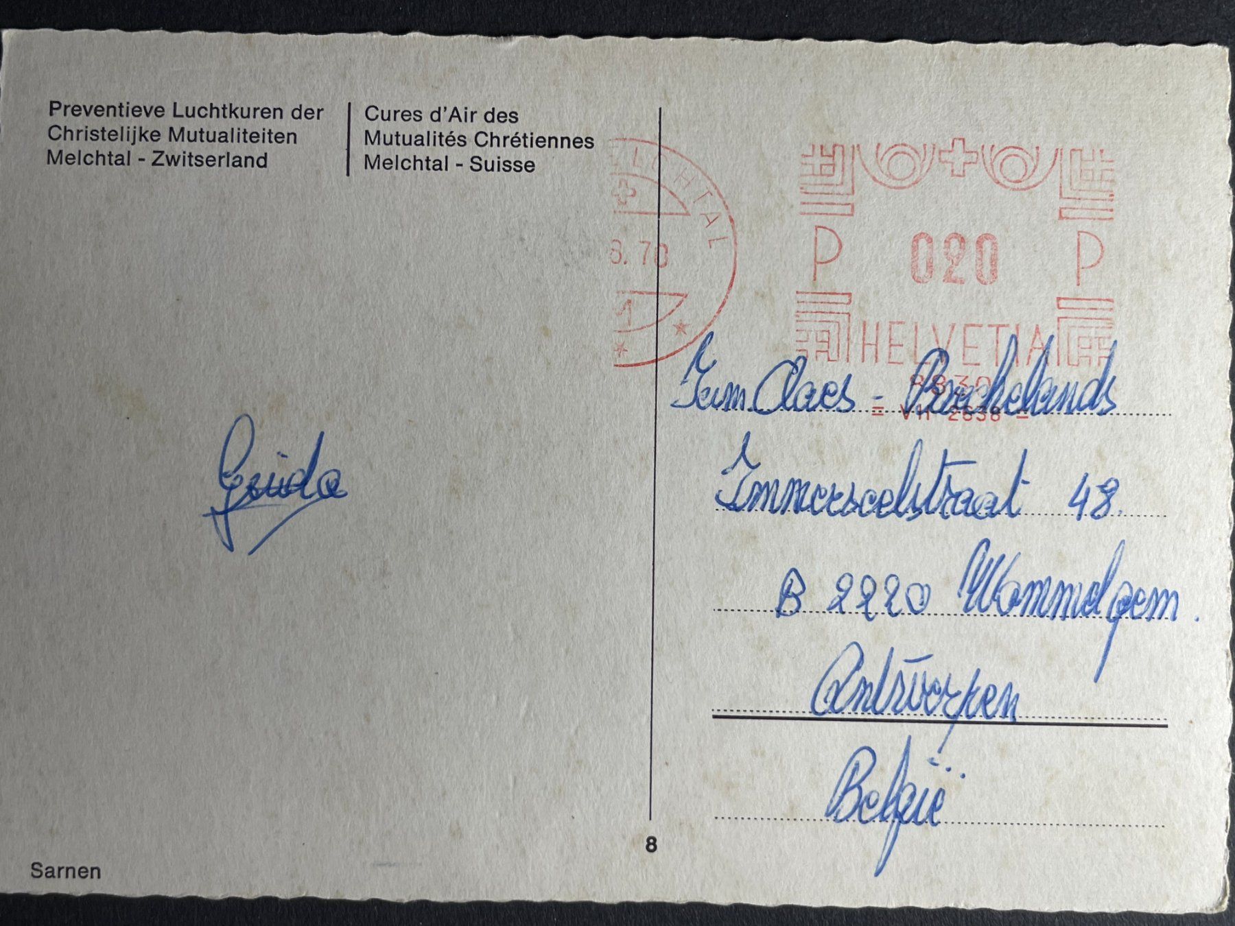 Ansichtskarten: Sarnen - 1970 - Automatenstempel – Gebraucht aus Steg VS von danwer74 1
