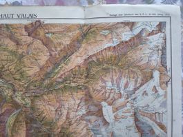 Antike Landkarte Berner Oberland und Oberwallis 1912