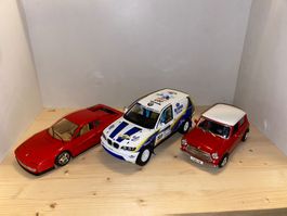 3 x BMW X5 + Mini Cooper + Ferrari Testarossa 1/18