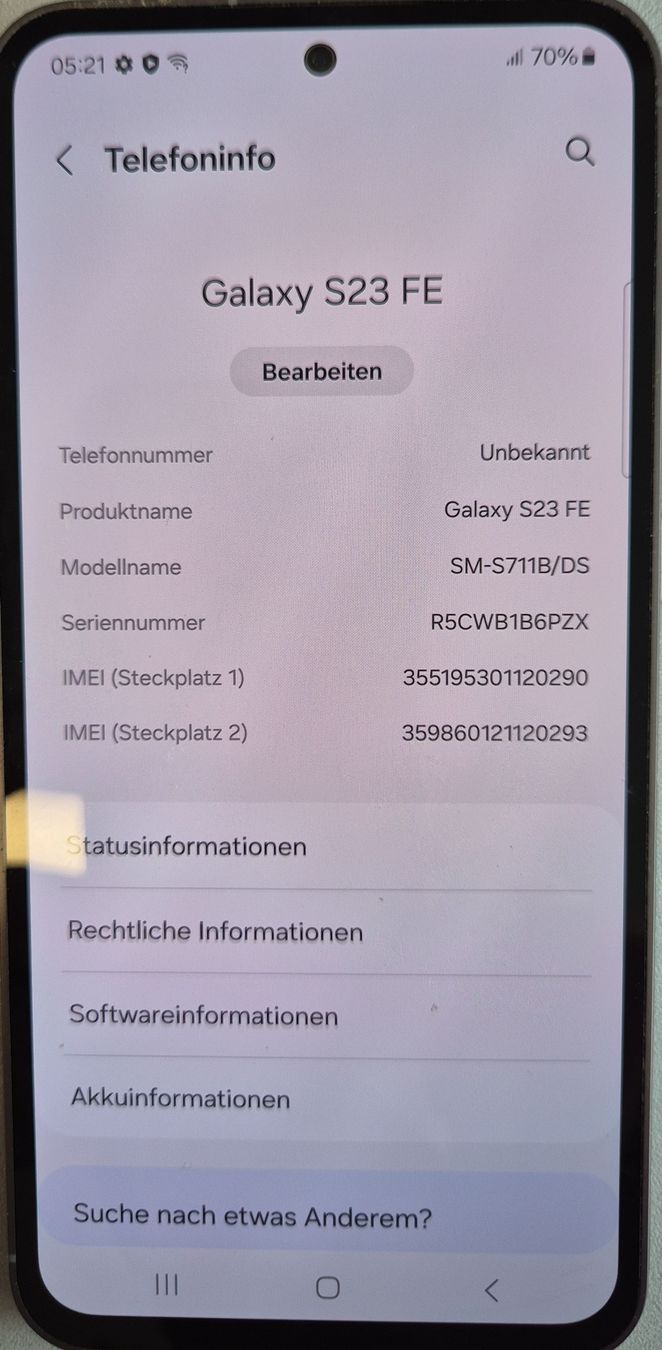 Samsung Handys / Smartphones: Samsung Galaxy S23 FE – Gebraucht aus Oberwil b. Büren von Hdavid